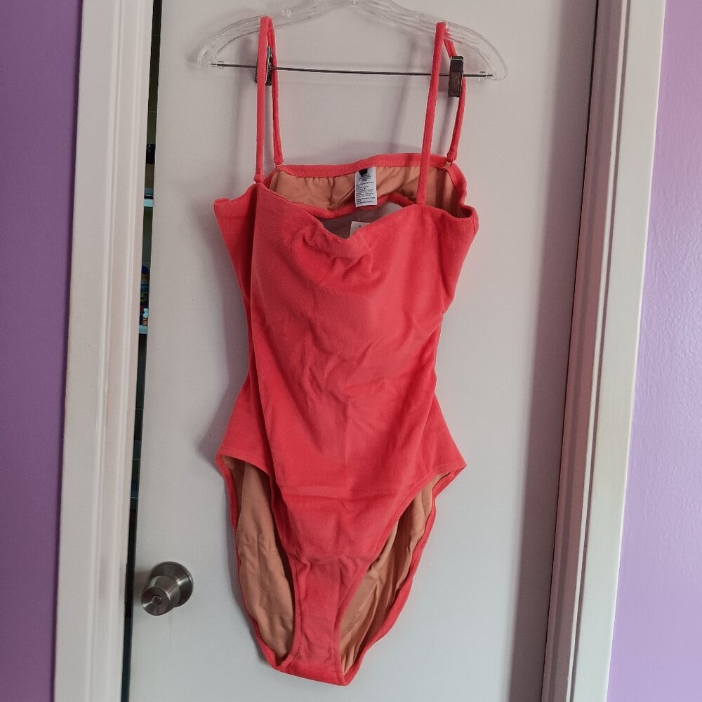 J Crew Women's Cutout Bandeau One Piece In Terry Coral Size 20 NWT